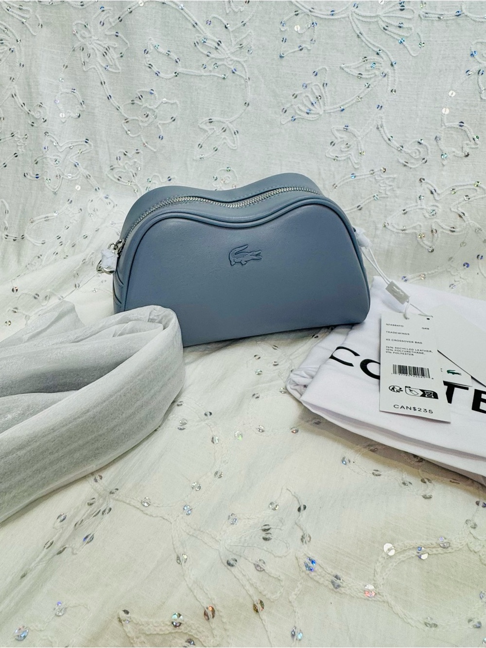 NWT 2026 Lacoste Mini Lora Shoulder Crossbody Bag Tradewinds Blue Leather